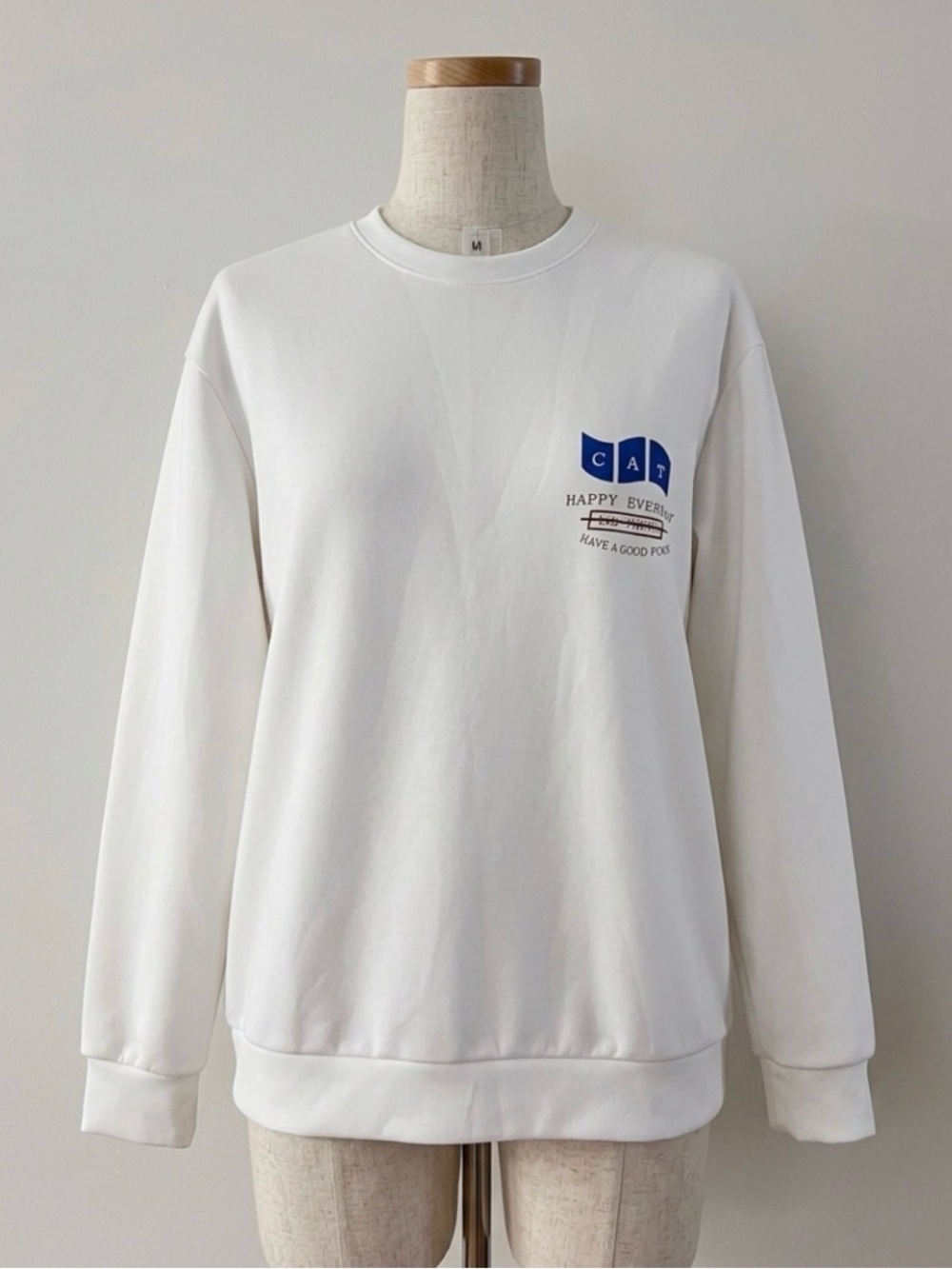 Men’s White 'CAT' Graphic Crewneck Sweater